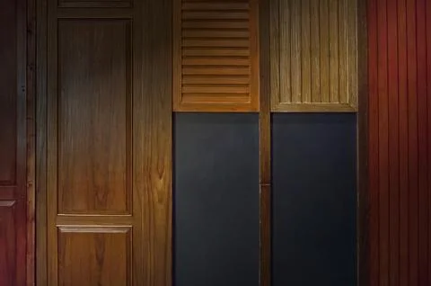 Wall pattern, different wood surface texture, interior background Foto stock