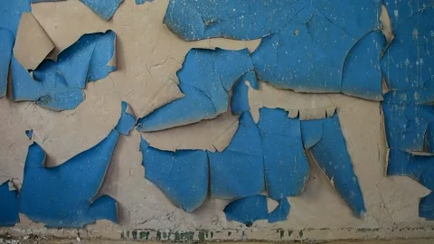 Wall with peeling blue paint Stock Footage 138515562