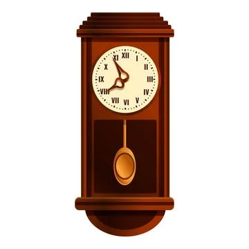 Wall pendulum clock icon, cartoon style Stock Illustration