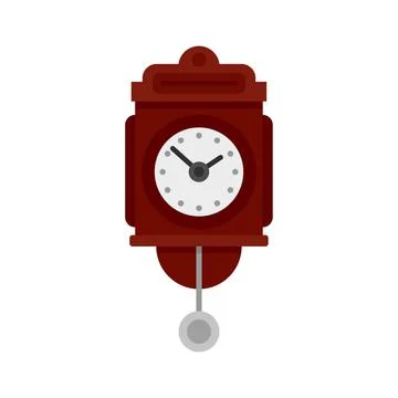 Wall pendulum clock icon flat isolated vector Stock Illustration