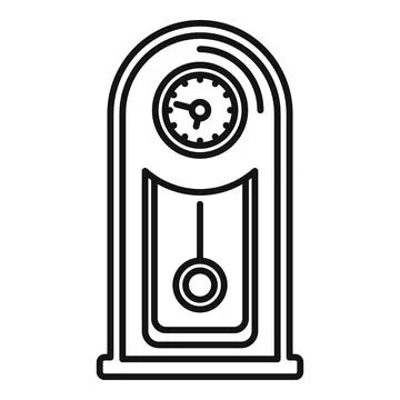 Wall pendulum clock icon, outline style Stock Illustration