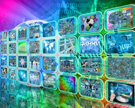 Wall of pictures Stock Illustration