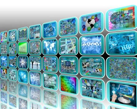 Wall of pictures Stock Illustration
