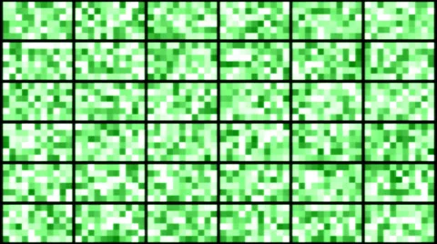 Wall of Pixel Lights - Loop Green Stock Footage 36478657