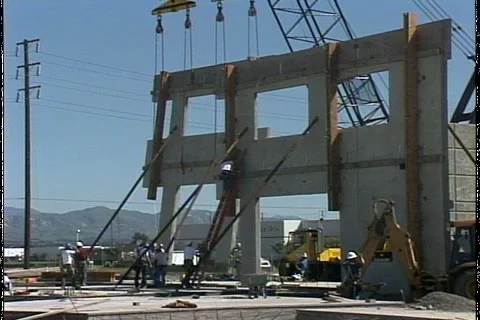 WALL INTO PLACE Stock Footage 1049556