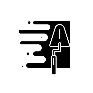 Wall plaster black icon, vector sign on isolated background. Wall plaster Stock Illustration