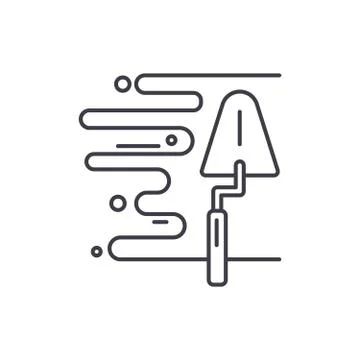 Wall plaster line icon concept. Wall plaster vector linear illustration, symbol Stock Illustration