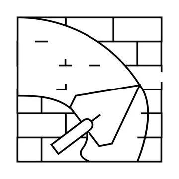 Wall plaster line icon vector black illustration Stock Illustration