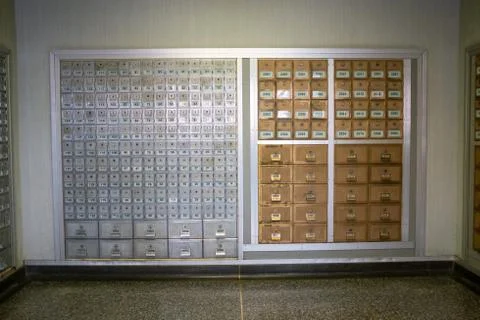 Wall with post boxes in a North Dakota Post Office Foto stock