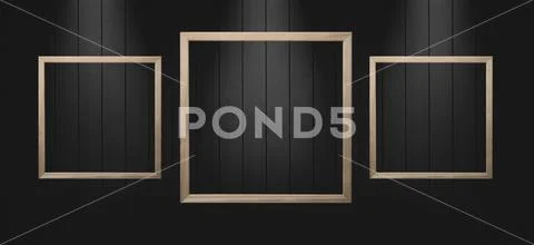Wall posters realistic frames set. Wood image frame. mockup illustration. PSD Template