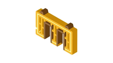 Wall prefabrication isometric icon animation Stock Footage 327276380