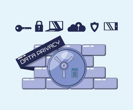 Wall with privacy data set icons 스톡 일러스트