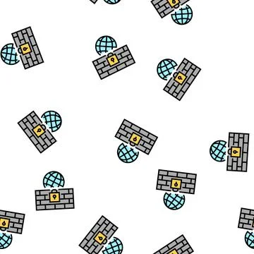 Wall protection worldwide internet vector seamless pattern Stock Illustration