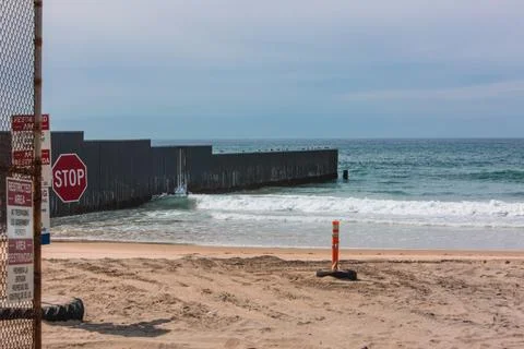 Wall prototype along the mexican border line from Mexico Stock Photos