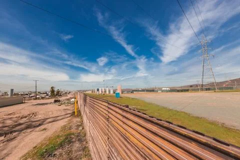 Wall prototype along the mexican border line from Mexico Stock Photos