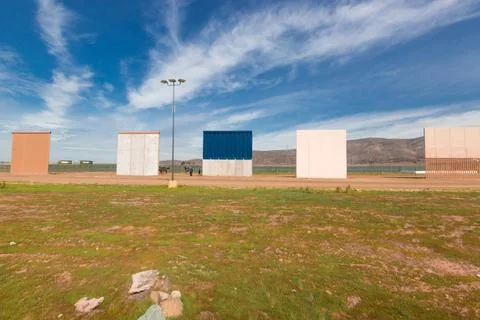 Wall prototype along the mexican border line from Mexico Stock Photos