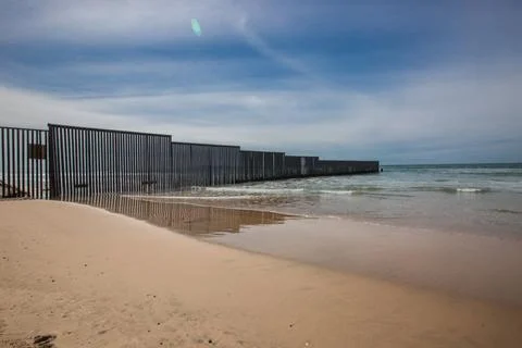 Wall prototype along the mexican border line from Mexico Stock Photos