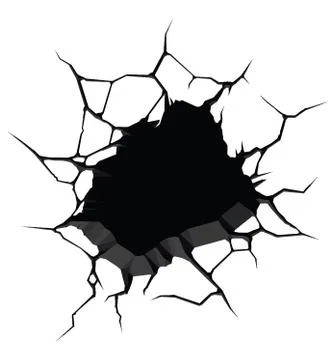 Wall punch hole cracked damage destruction illustration Illustrazione stock