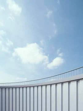Wall, railing and sky, 3d rendering Stock Illustration