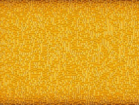 Wall of random yellow pixelated cubes Stock Illustration