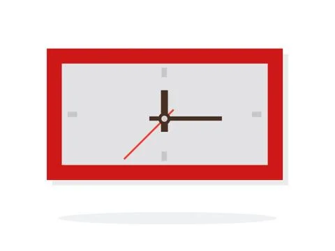 Wall rectangular clock vector flat isolated Stock Illustration