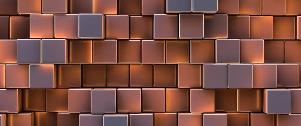 A wall of rectangular glowing cells. Abstract background. Stock Illustration