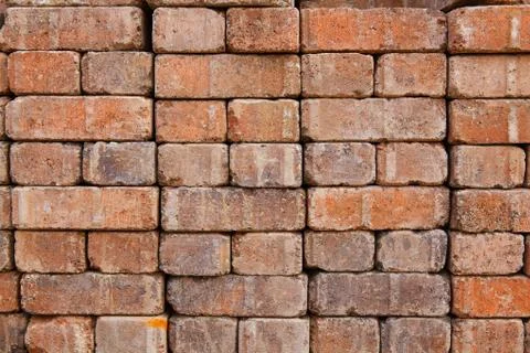 Wall red brick pavers Stock Photos