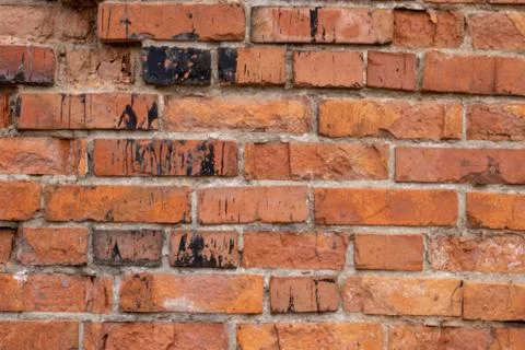 Wall of red bricks. Texture or background of bricks. Stock Photos