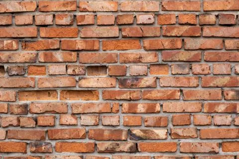 Wall of red bricks. Texture or background of bricks. Foto stock
