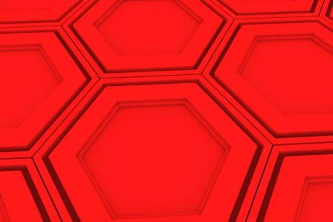 Wall of red hexagons Stock Illustration