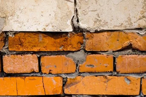 Wall of red old brick. Backgrounds, texture Stock Photos