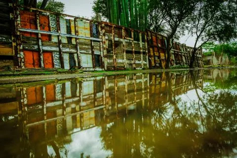 Wall with reflection Stock Photos