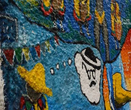 The wall regularly filled with graffiti Foto stock