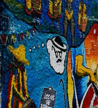 The wall regularly filled with graffiti Foto stock