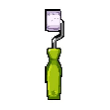 Wall roller paint pixel art vector illustration Stock Illustration