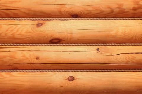 Wall of round logs Foto stock