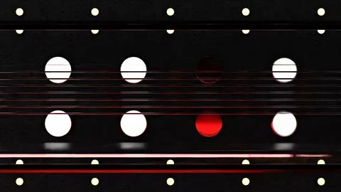 Wall of Round White Lights with One Red Circle Stock Illustration
