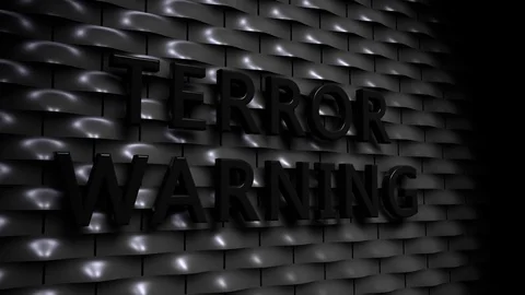 Wall of rounded Plates with the Text "Terror Warning" Stock Footage 77485832