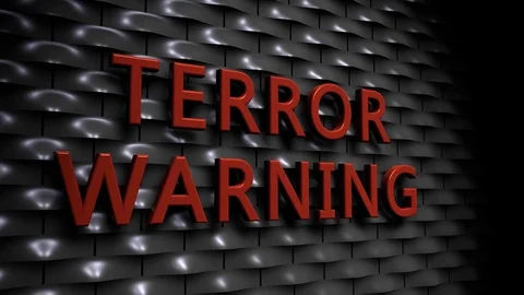 Wall of rounded Plates with the Text "Terror Warning" Stock Footage 77486060