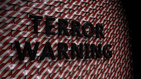 Wall of rounded Plates with the Text "Terror Warning" Stock Footage 77486449