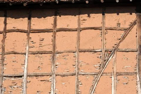 Wall of rustic barn Stock Photos
