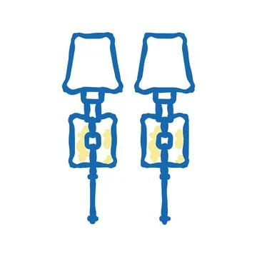 Wall sconce set icon doodle illustration Stock Illustration