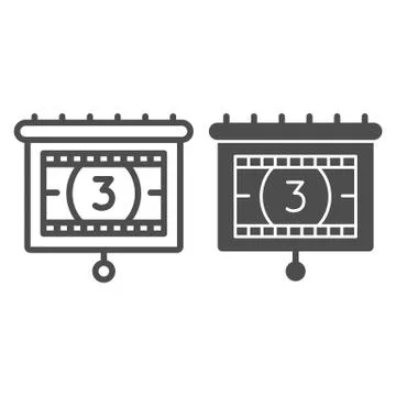 Wall screen for projector line and solid icon, Coworking concept, whiteboard for Stockillustratie