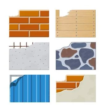 Wall. Set of building icons. Stock Illustration