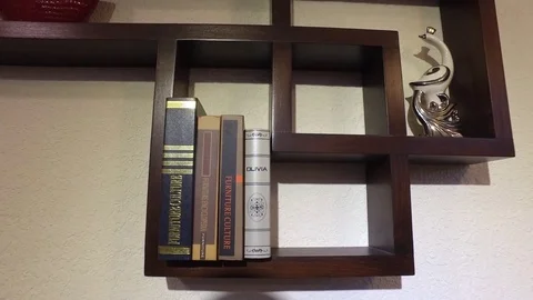Wall shelf in the living room Stock Footage 80582069