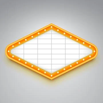 Wall sign with marquee lights. Empty casino signage mockup for text message. 스톡 일러스트
