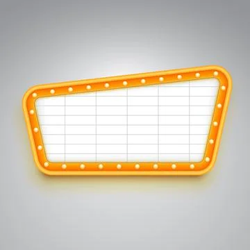 Wall sign with marquee lights. Empty signage mockup for text message. 스톡 일러스트