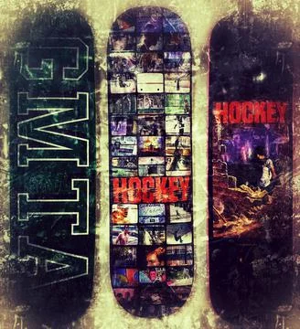 Wall of skateboards - modified Stock Photos