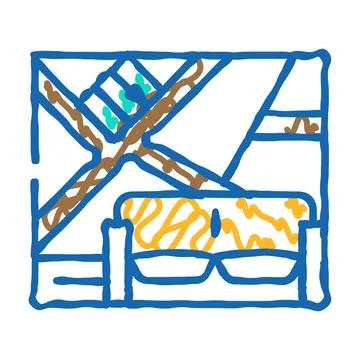 Wall with slanting shelves icon doodle illustration イラスト素材