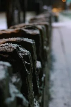 Wall with snowfall Stock-Fotos